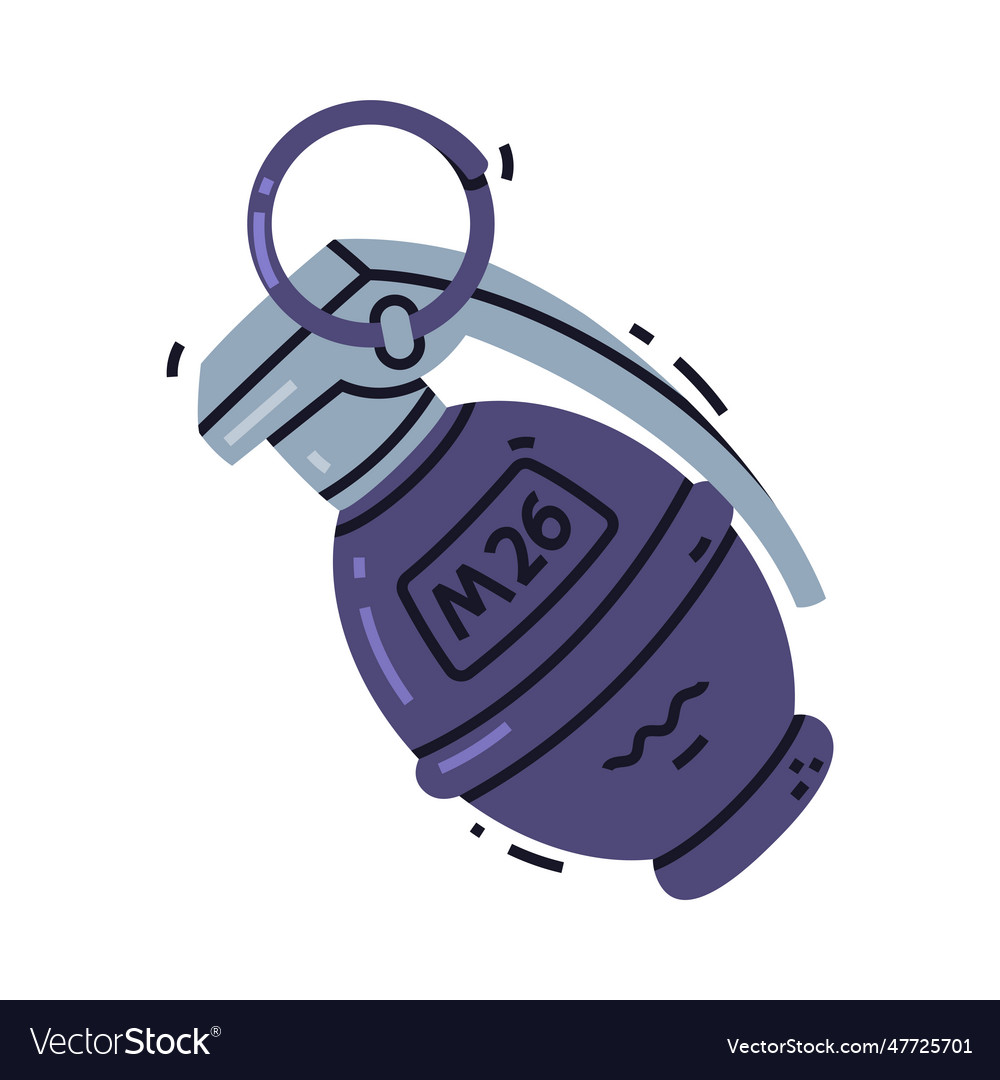 Grenade as explosive weapon thrown by hand Vector Image
