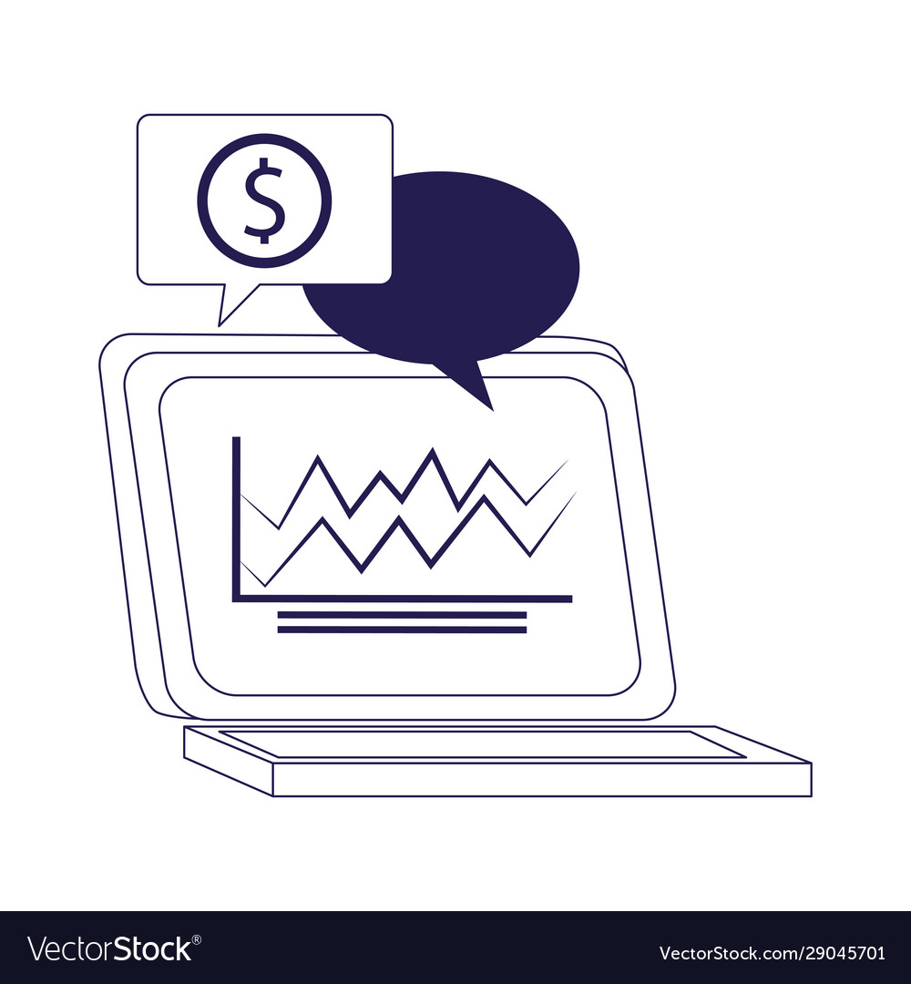 Laptop computer with speech bubbles flat design vector image Laptop computer with speech bubbles flat design