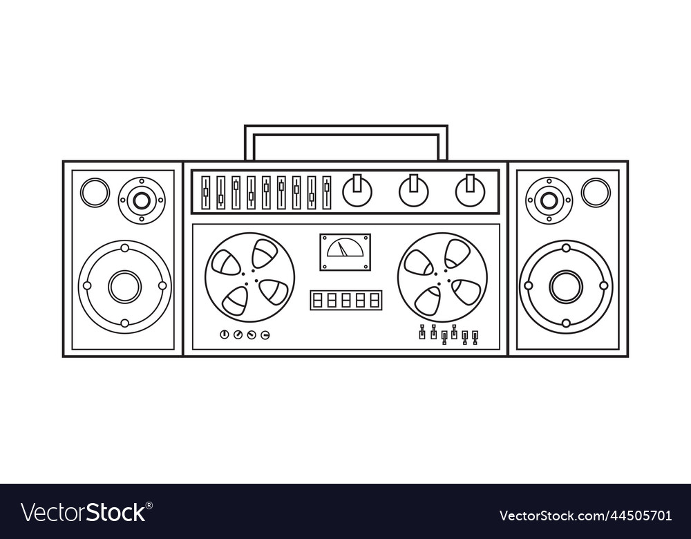 Old retro vintage music cassette tape recorder Vector Image