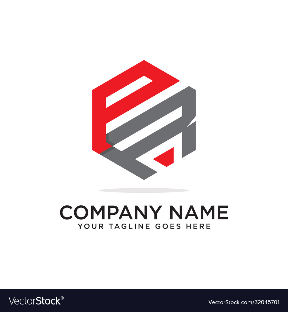 P and r hexagonal logo design template initial