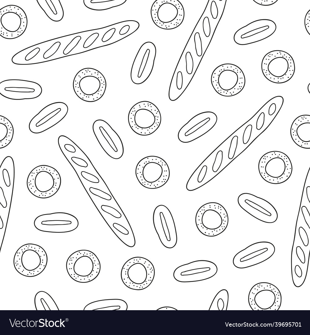 Seamless pattern with buns loafs vector image Seamless pattern with buns loafs