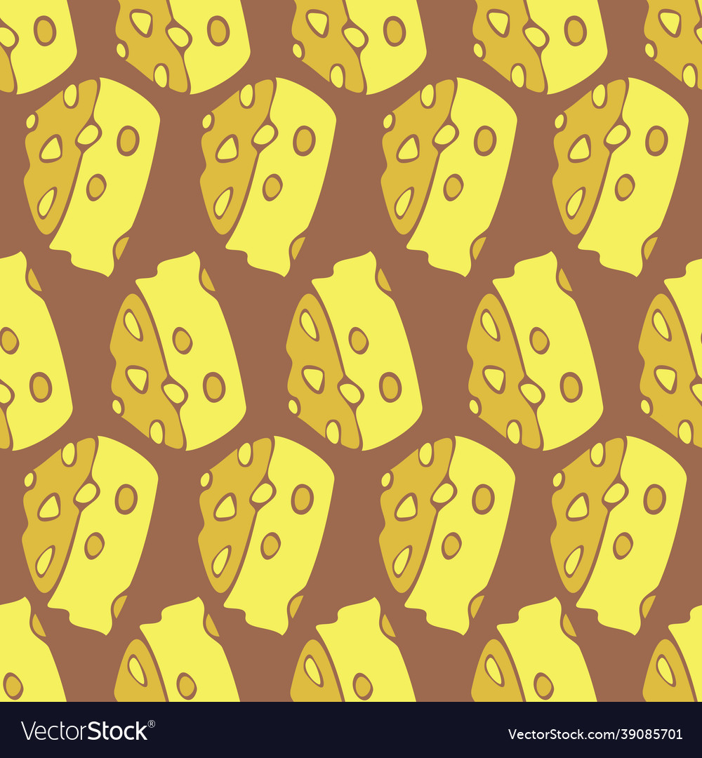 Seamless pattern with triangular pieces of cheese