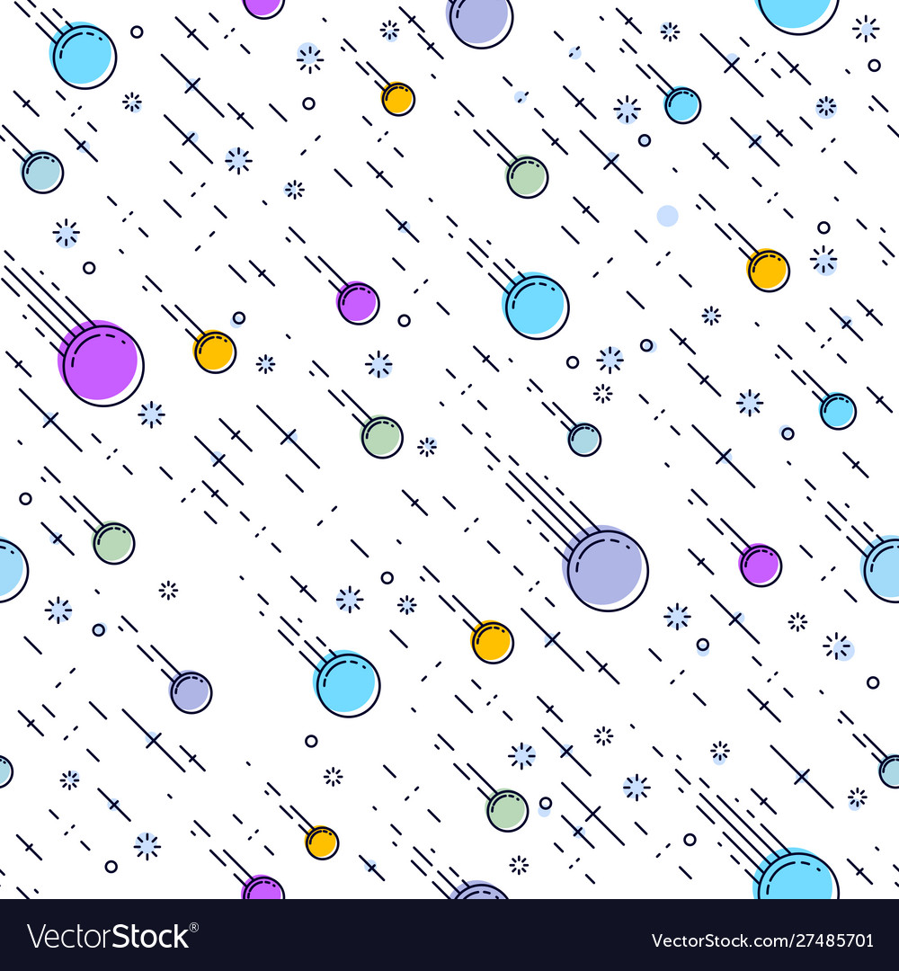 Seamless space background with comets meteorite
