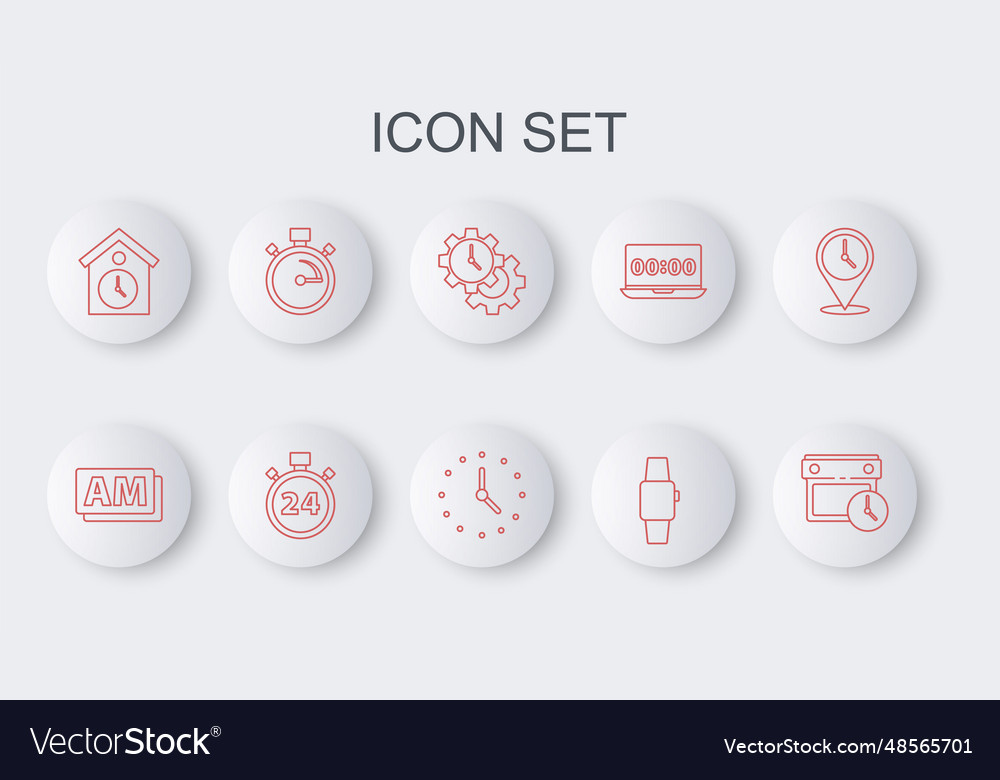 Set line calendar and clock am time vector image Set line calendar and clock am time