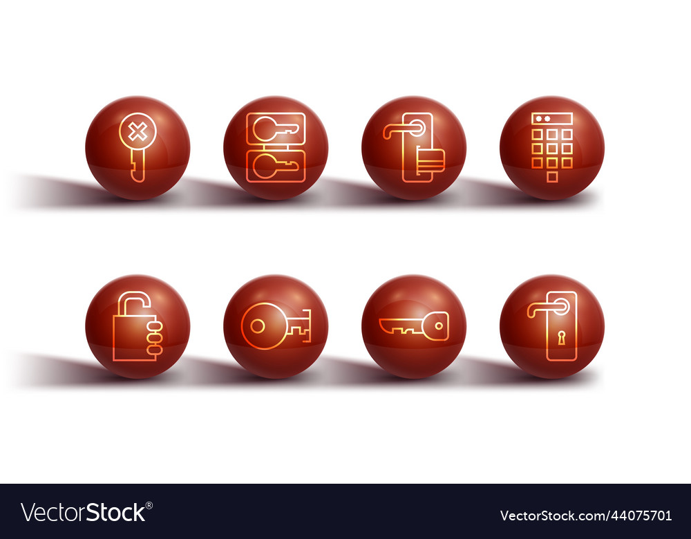 Set line wrong key safe combination lock password vector image Set line wrong key safe combination lock password