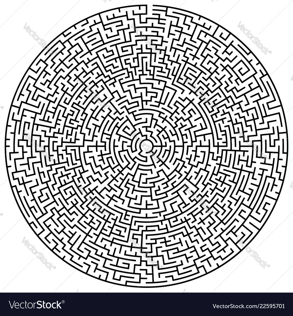 Solvable circular maze element isolated on white vector image Solvable circular maze element isolated on white