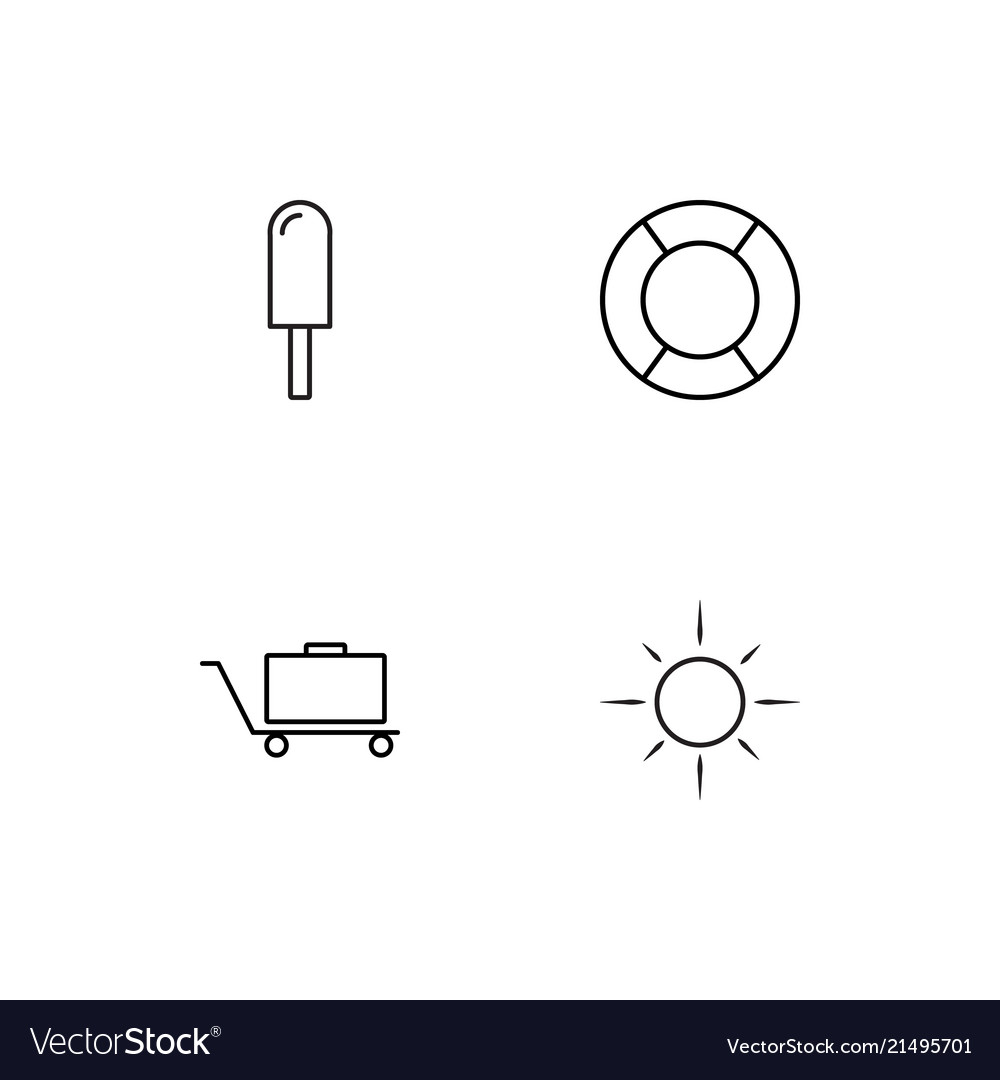 Summer linear icons set simple outline