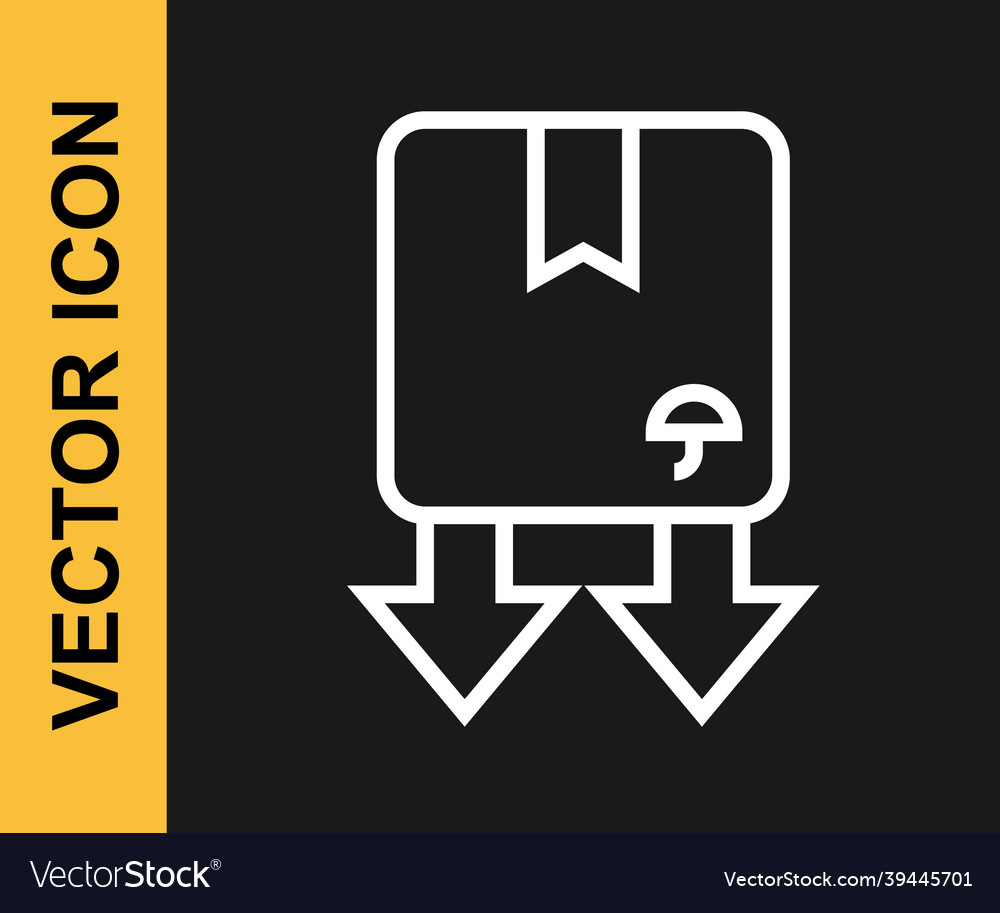 White line cardboard box with traffic symbol icon