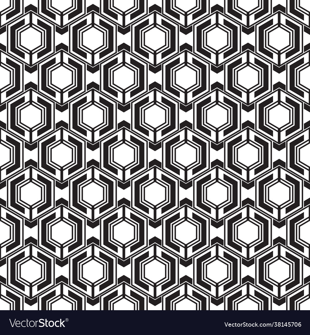 Abstract black hexagon geometric pattern seamless Vector Image
