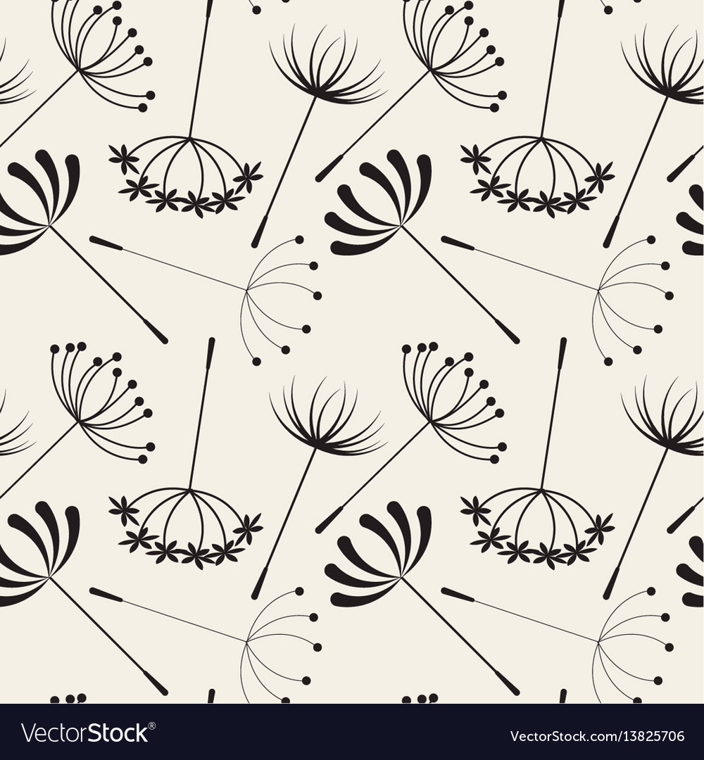 Abstract dandelions seamless patterns