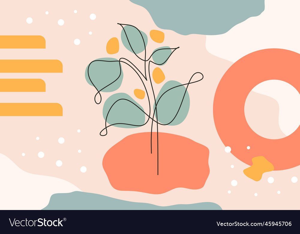 Abstract floral background with continuous line vector image Abstract floral background with continuous line