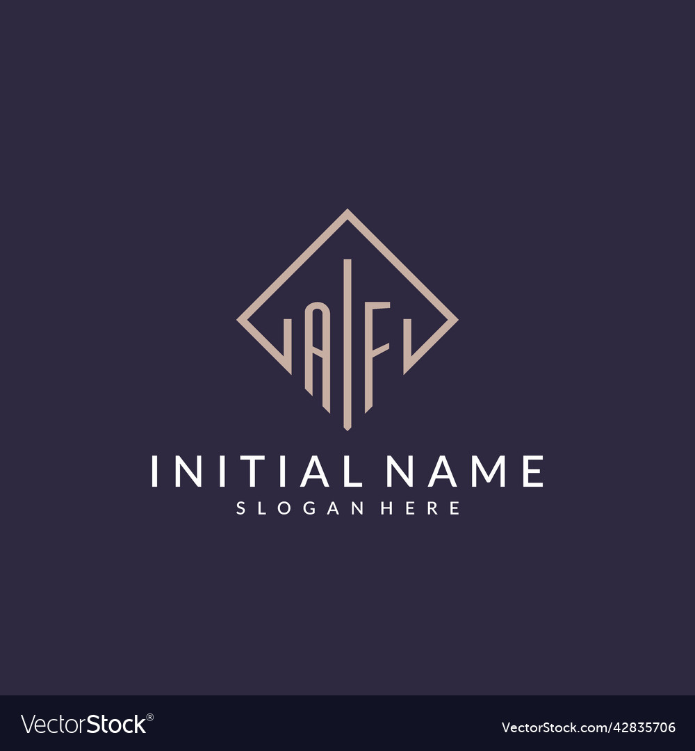 Af initial monogram logo with rectangle style Vector Image Af initial monogram logo with rectangle style