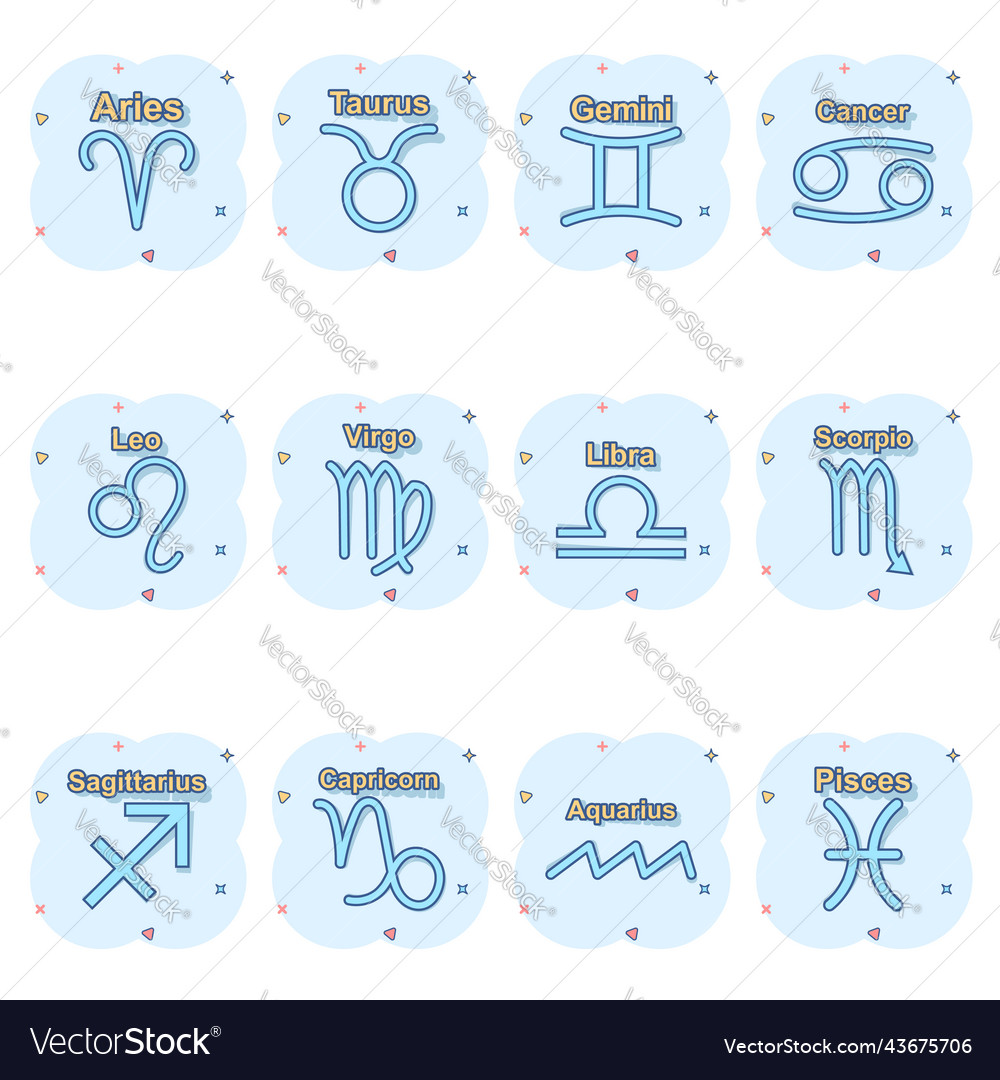 Cartoon zodiac icon set in comic style astrology Vector Image