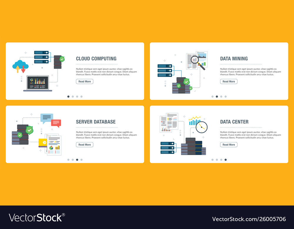 Cloud computing data mining and center vector image Cloud computing data mining and center