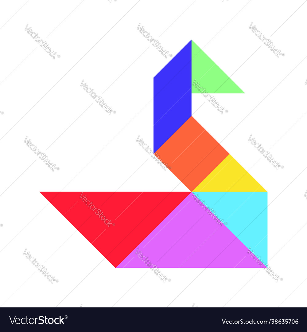 Color tangram puzzle in bird duck goose swan Vector Image