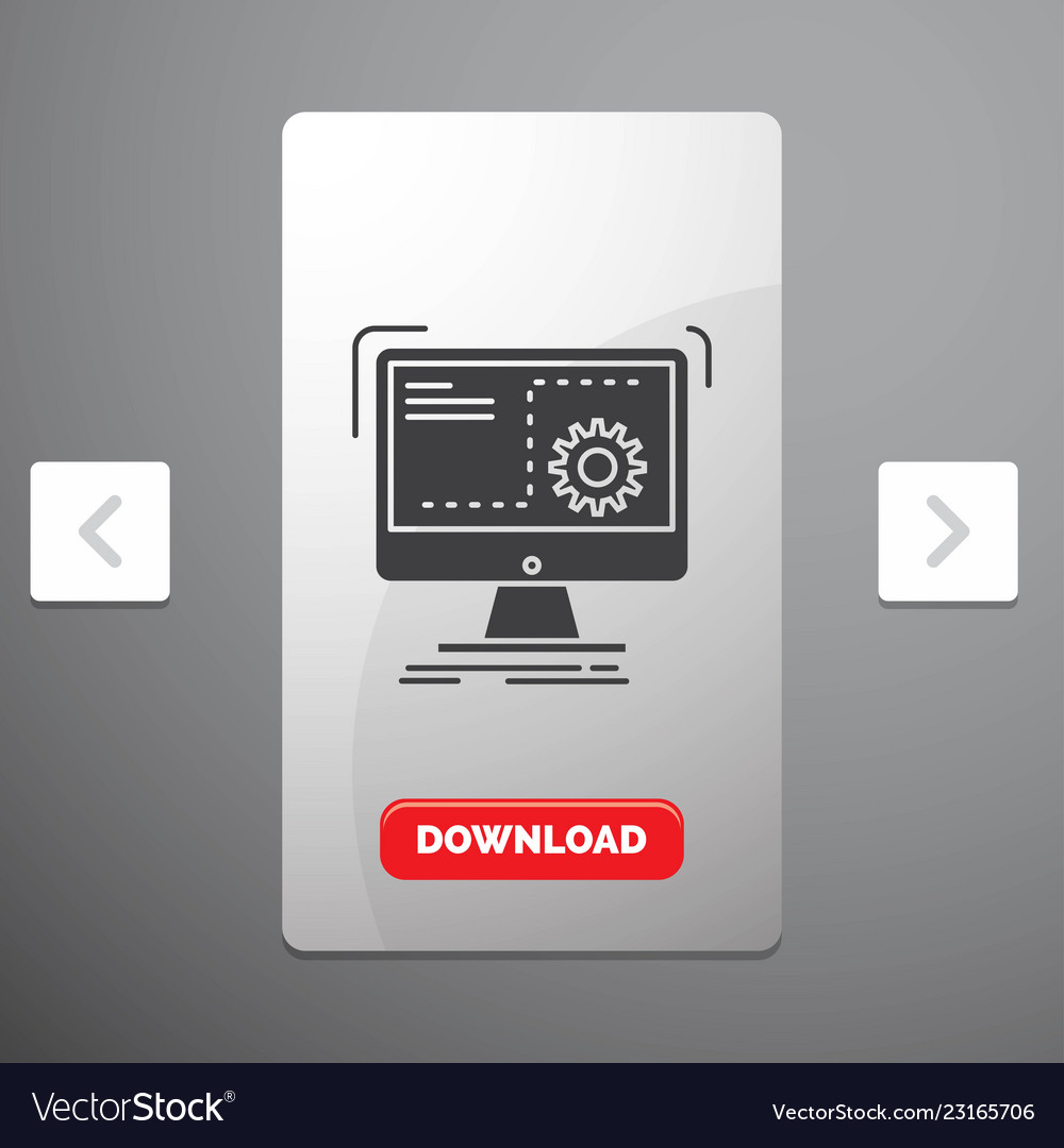Command computer function process progress glyph vector image Command computer function process progress glyph