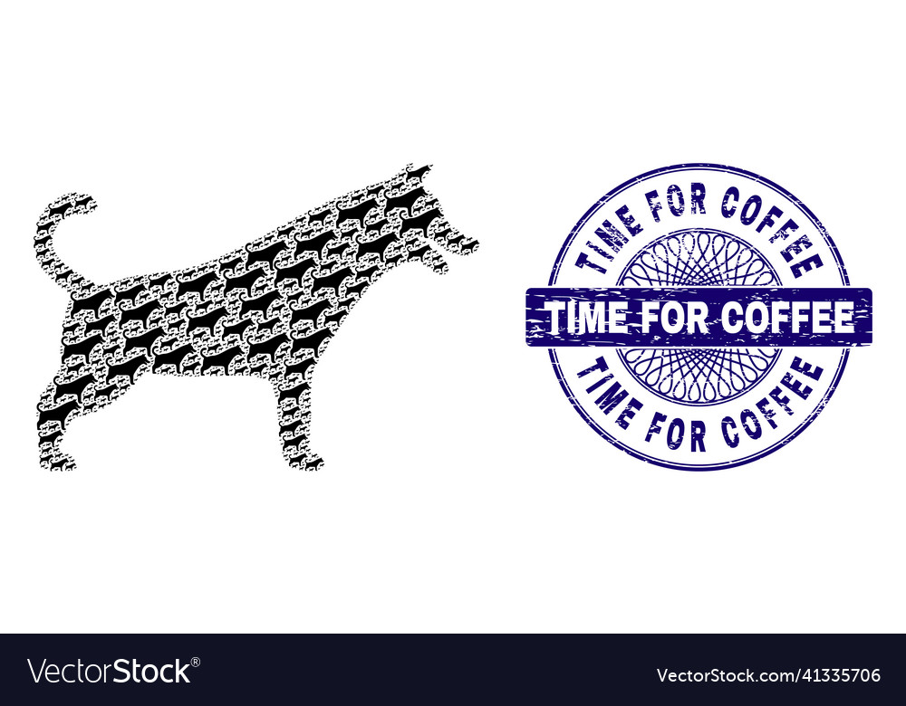 Dog recursion composition of items and grunge Vector Image Dog recursion composition of items and grunge