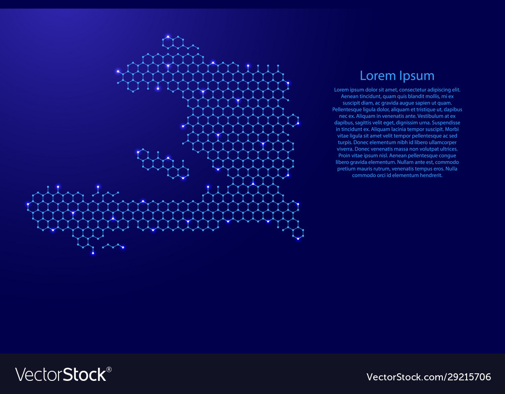 Haiti map from futuristic hexagonal shapes lines