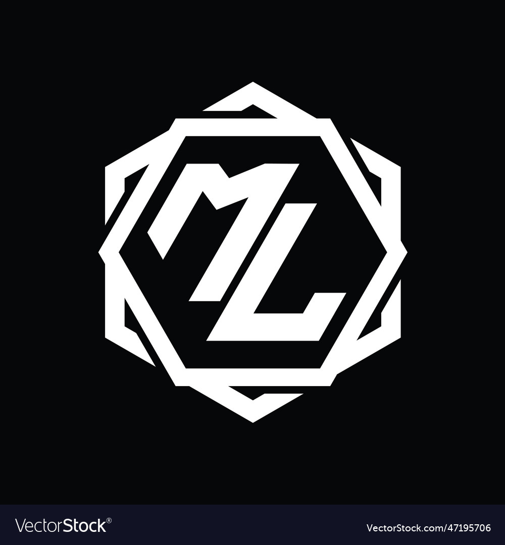Ml logo monogram hexagon shape with geometric
