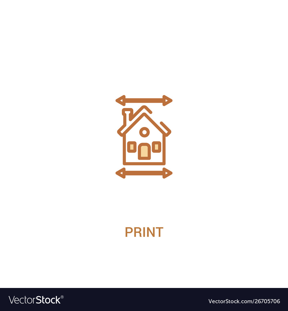 Print concept 2 colored icon simple line element