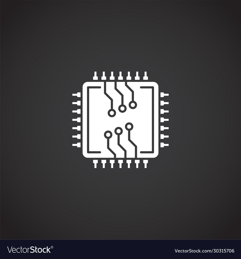 Processor chip related icon on background vector image Processor chip related icon on background