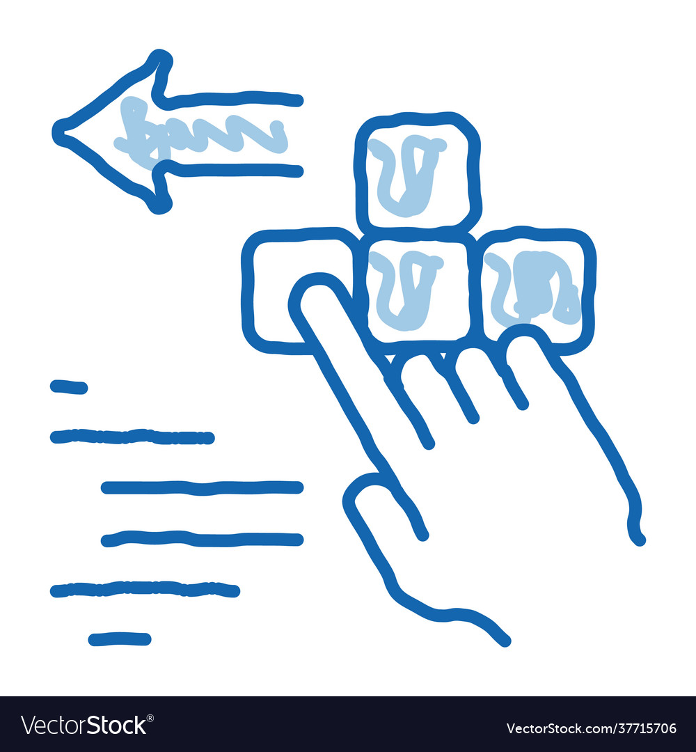 Push game controller button doodle icon hand drawn
