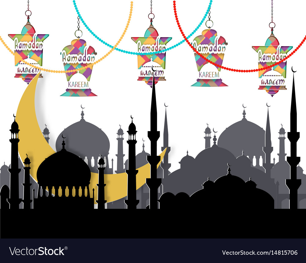 Ramadan kareem greeting card stylized drawing