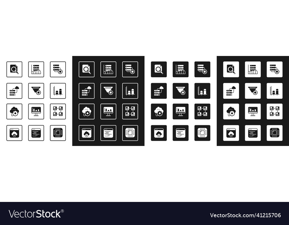 Set server and gear network cloud connection vector image Set server and gear network cloud connection