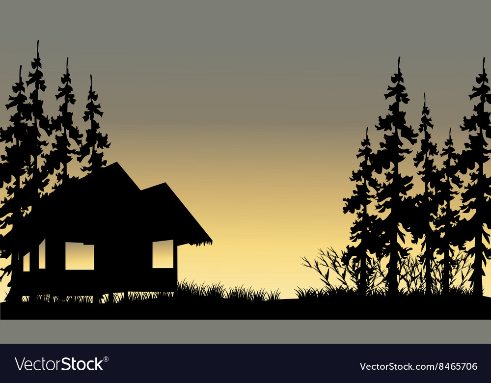 Download Silhouette of the old village with hut Royalty Free Vector