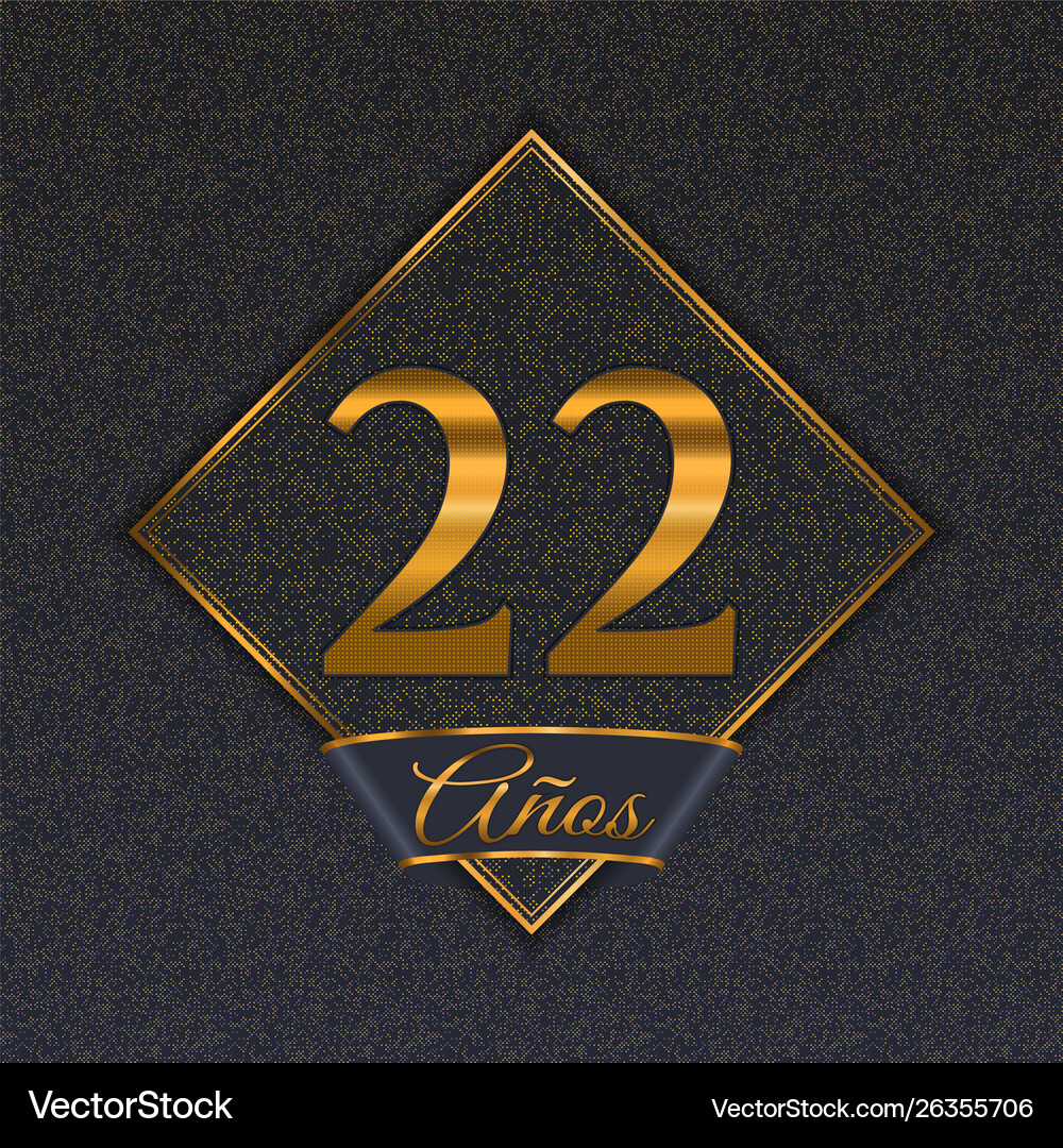 Spanish golden number 22 templates Royalty Free Vector Image