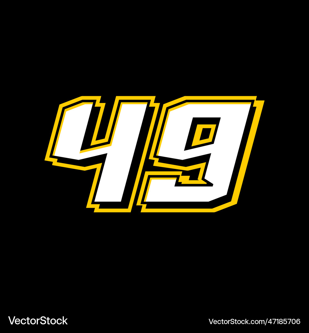 Sport racing number template 49 Royalty Free Vector Image