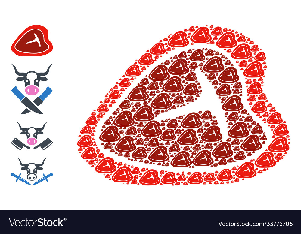 T-bone beef steak recursion collage self icons