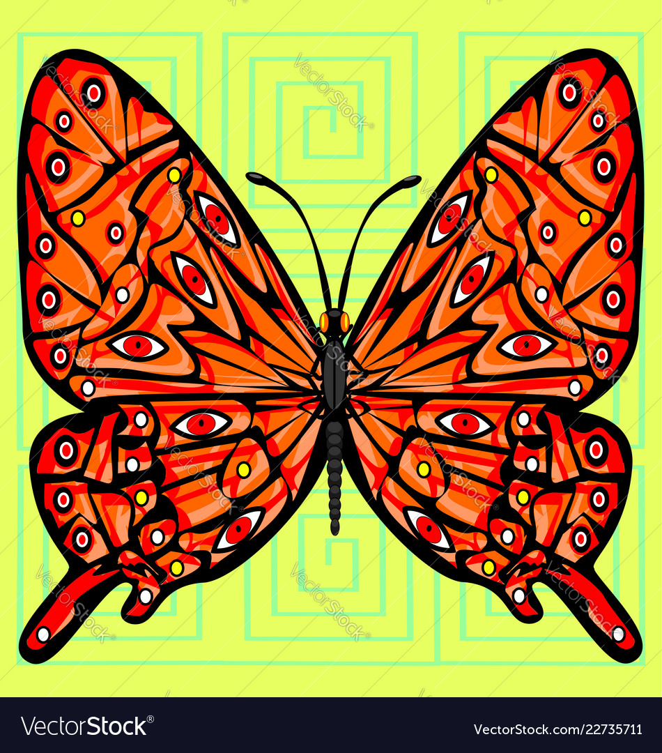 Abstract color image of the large red butterfly