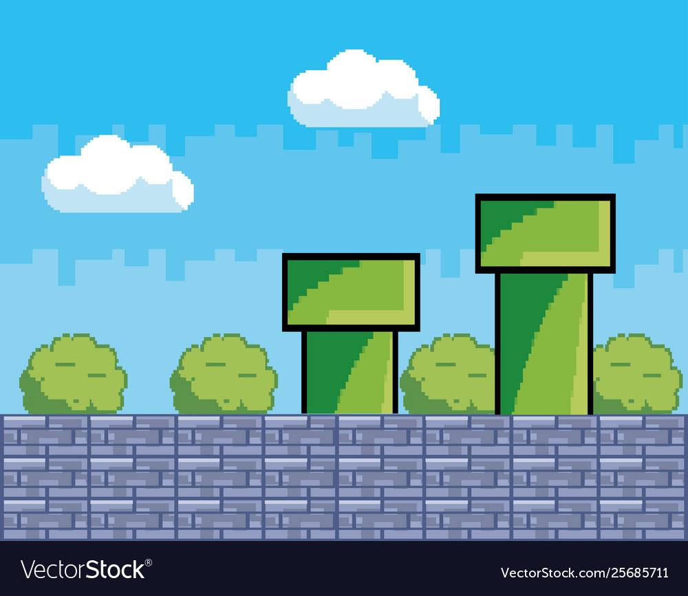 Arcade game world and pixel scene design