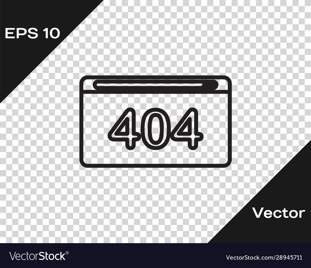 Black line page with a 404 error icon isolated vector image Black line page with a 404 error icon isolated