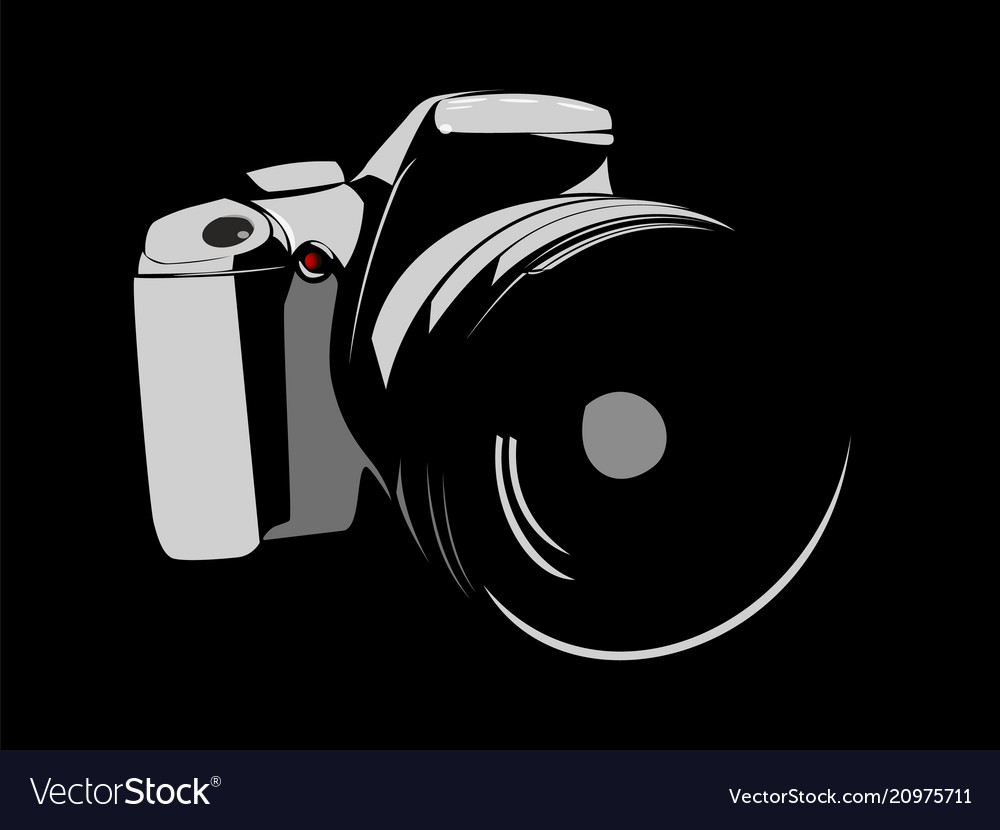 Camera Logo White On A Black Background Royalty Free Vector