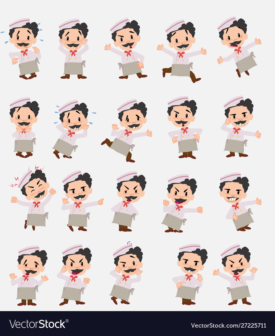 Cartoon character chef set with different