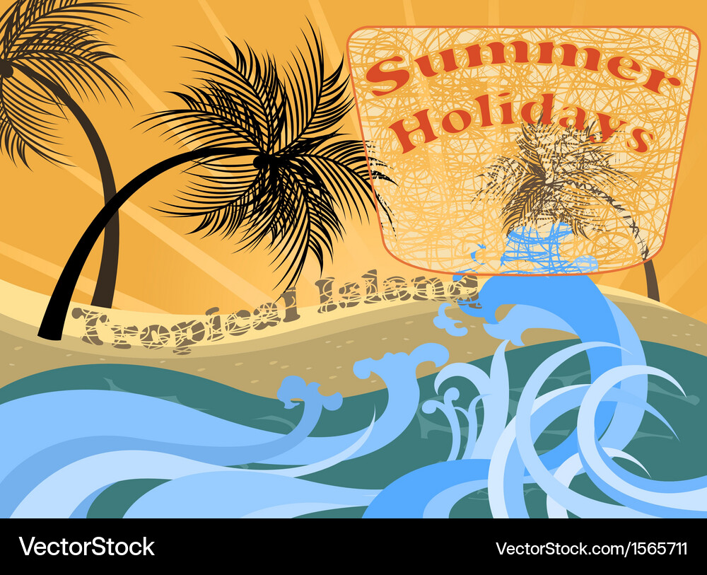 Evening beach Royalty Free Vector Image - VectorStock
