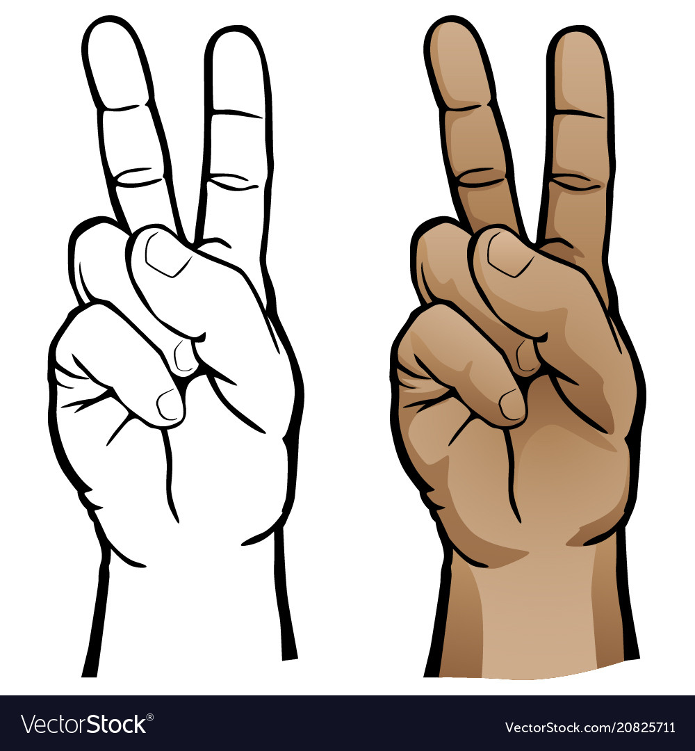 Aesthetic Realistic Peace Sign Hand Drawing Half Revolutions