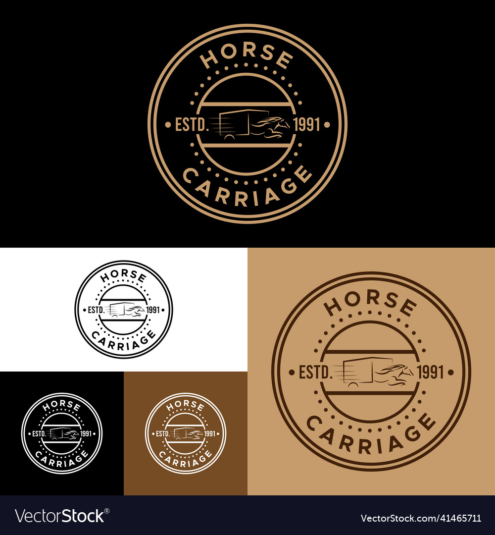 Horse carriage logo vintage and retro style Vector Image