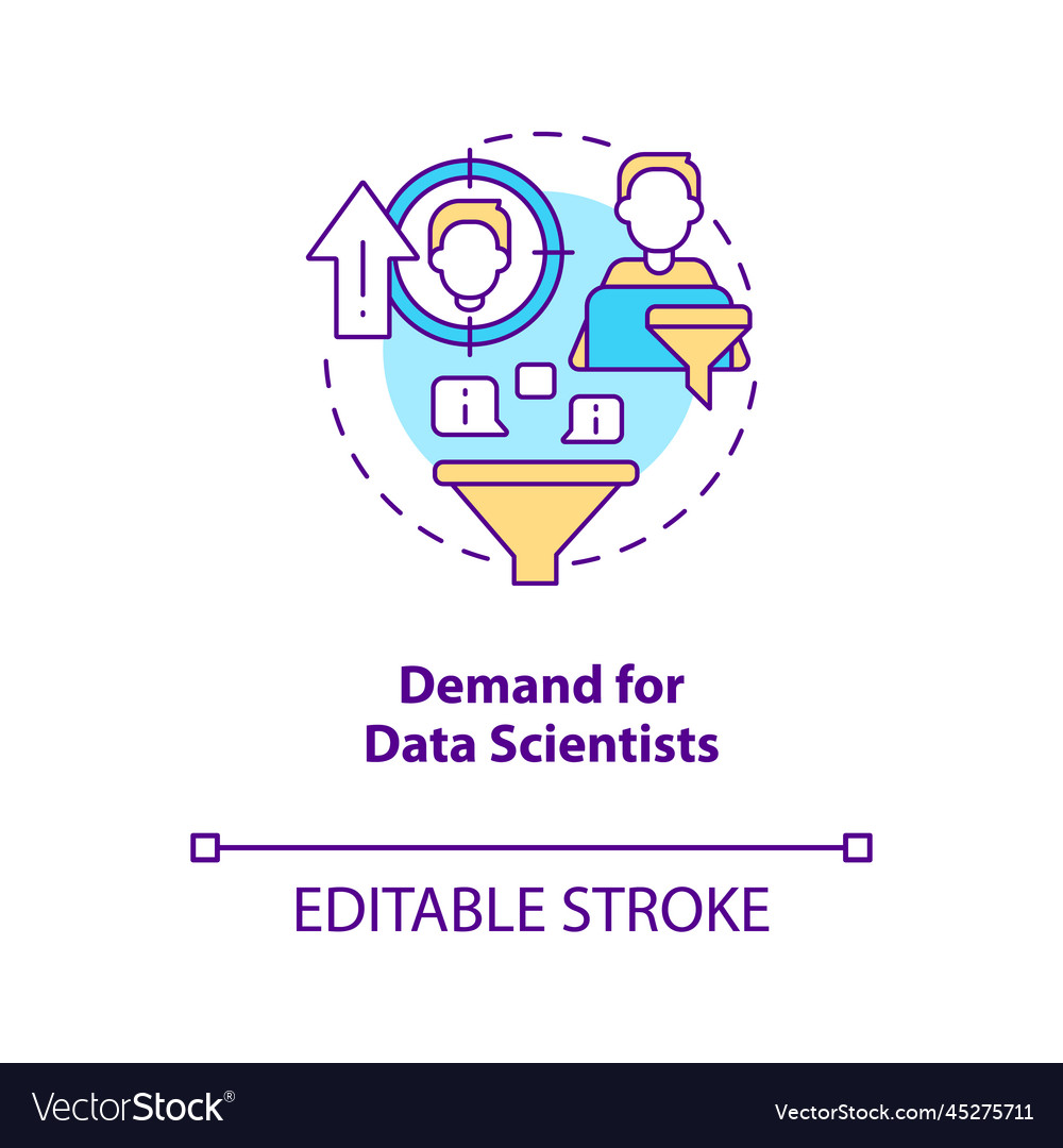 Increasing demand for data scientists concept icon Vector Image Increasing demand for data scientists concept icon