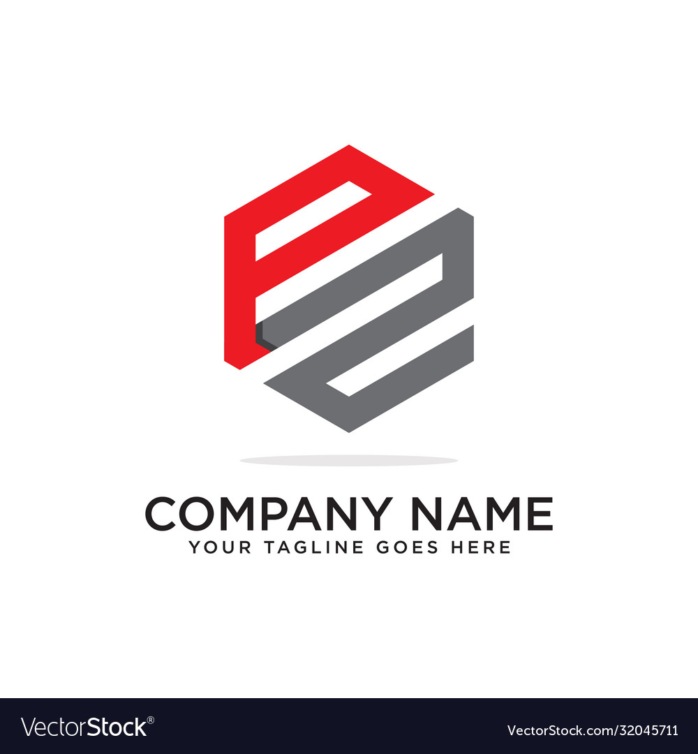 P and z hexagonal logo design template initial