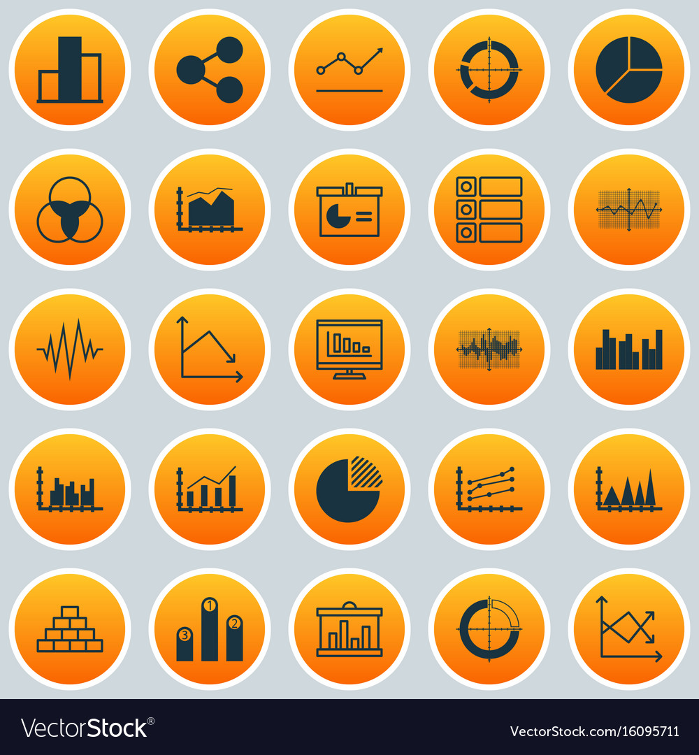 Set of graphs diagrams and statistics icons