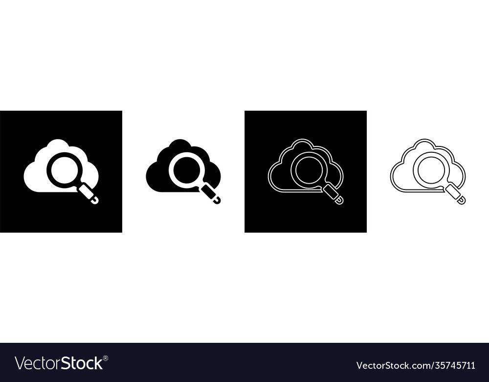 Set search cloud computing icon isolated on black vector image Set search cloud computing icon isolated on black