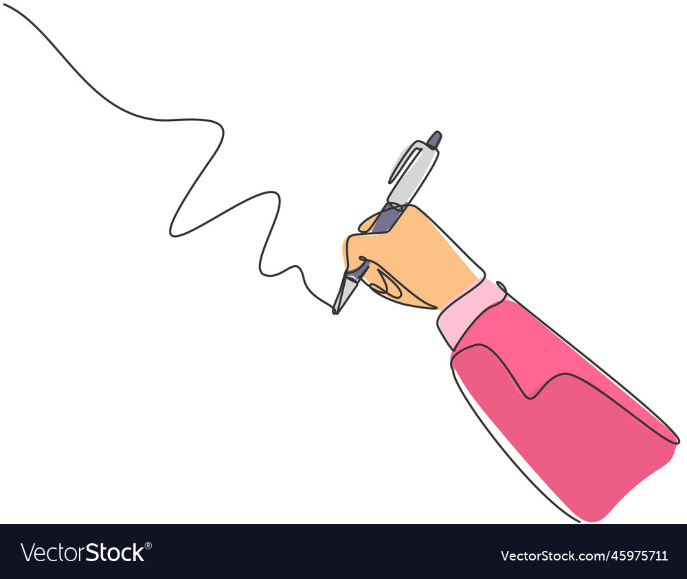 Single continuous line drawing of hand gesture vector image Single continuous line drawing of hand gesture