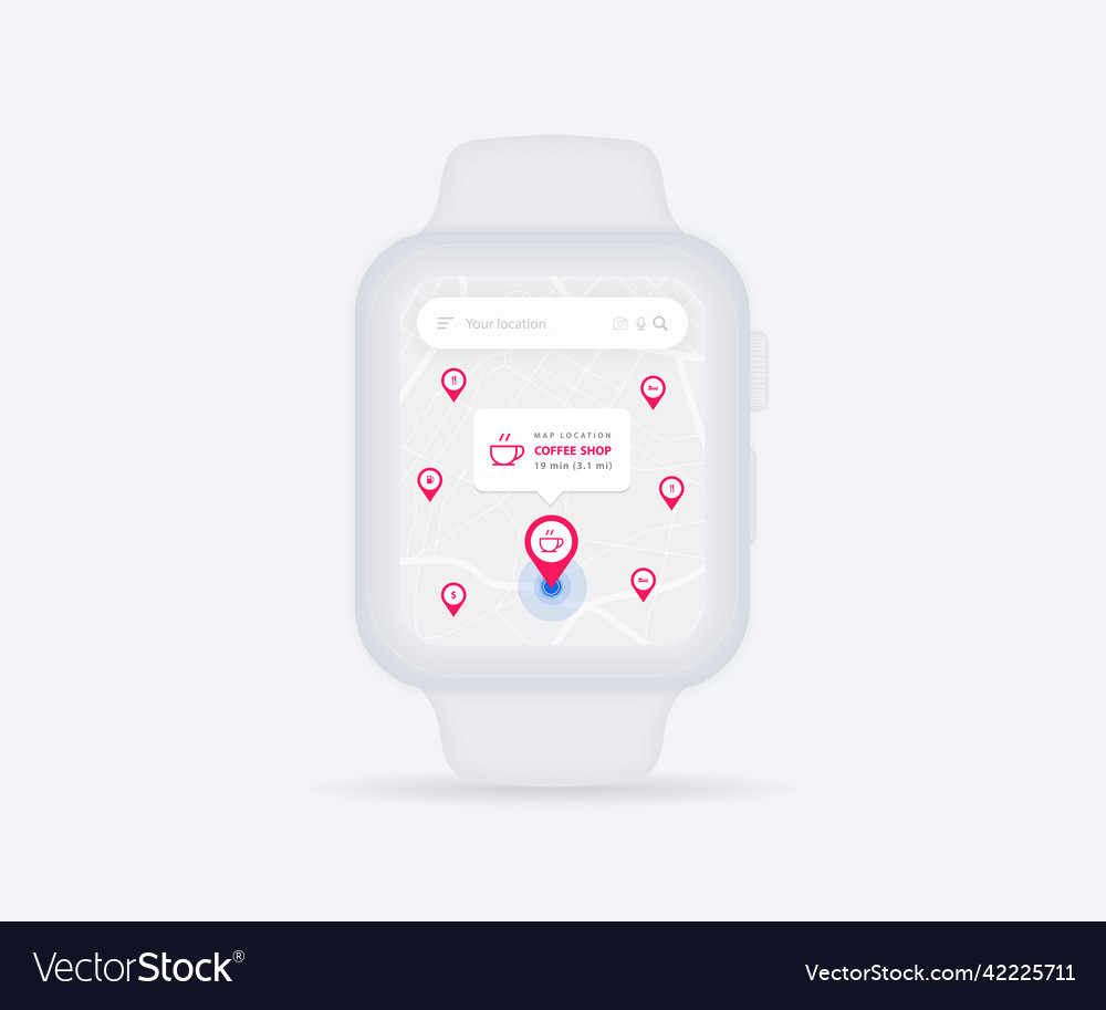 Smartwatch map gps Navigation app ux ui konzept vector image Smartwatch map gps Navigation app ux ui konzept