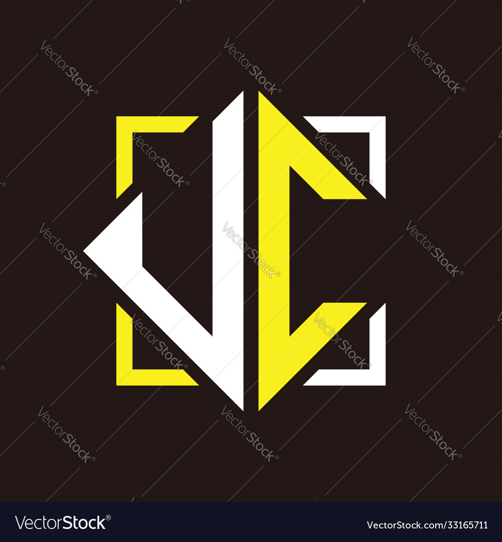 U c initials quadrangle monogram with square