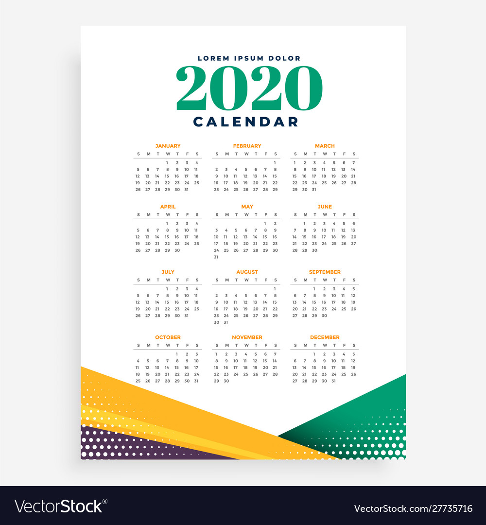 2020 new year calendar design template