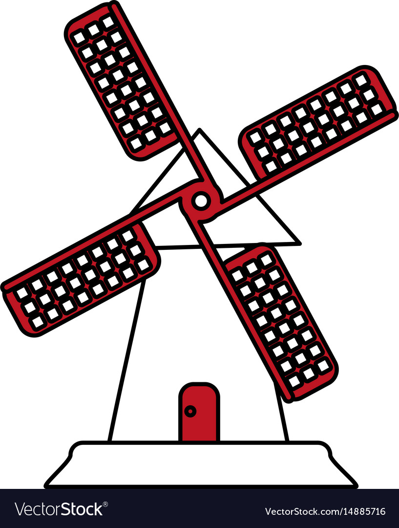 Cartoon Bauernhof Windmühle Silhouette