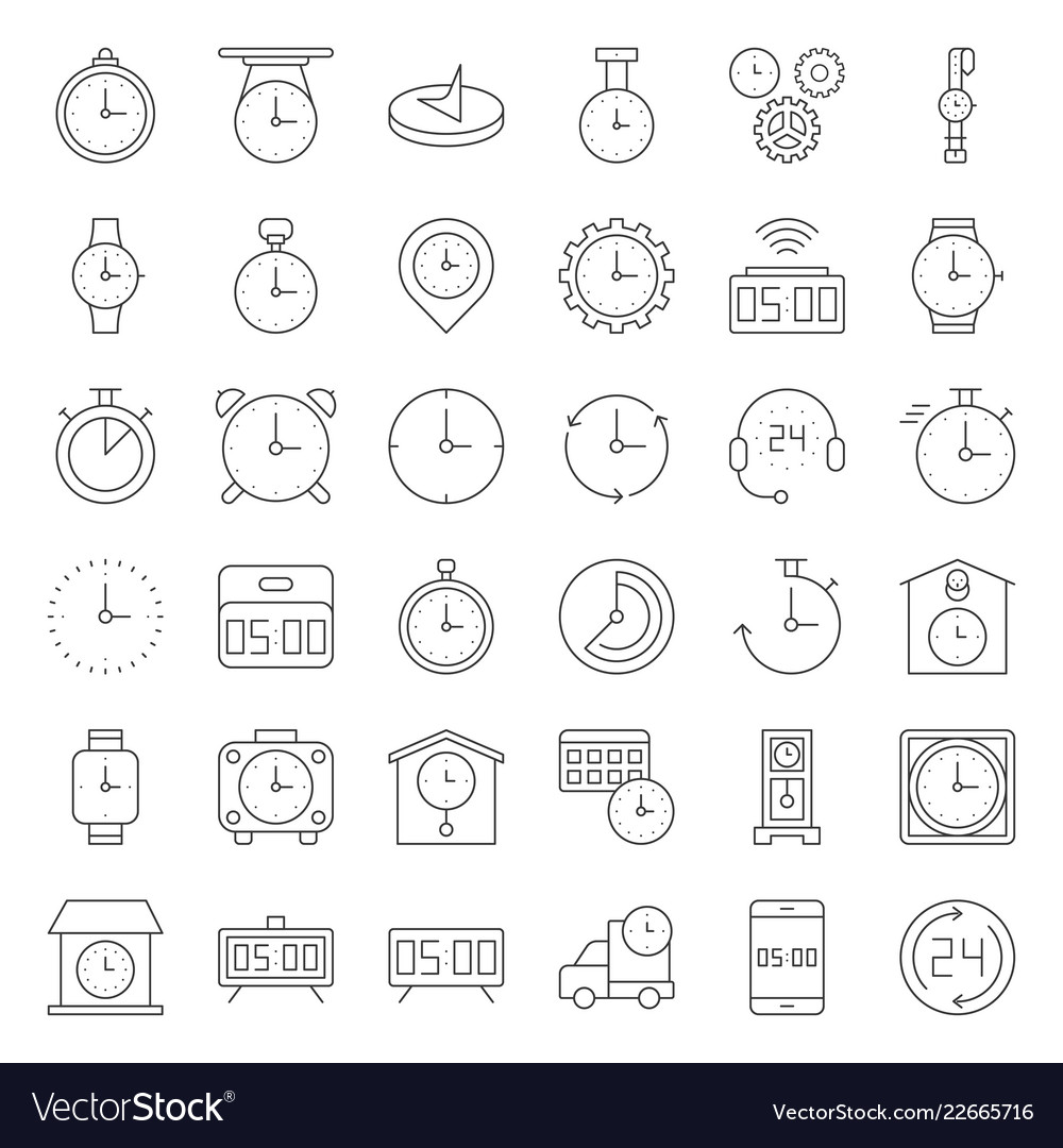 Clock watches and time related icon set